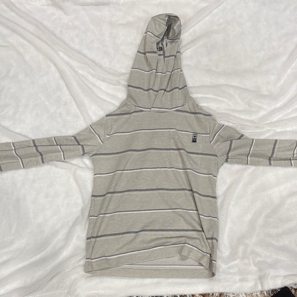 Salty Crew Men's Crewneck Hooded Stripe Sweater in Beige and Gray